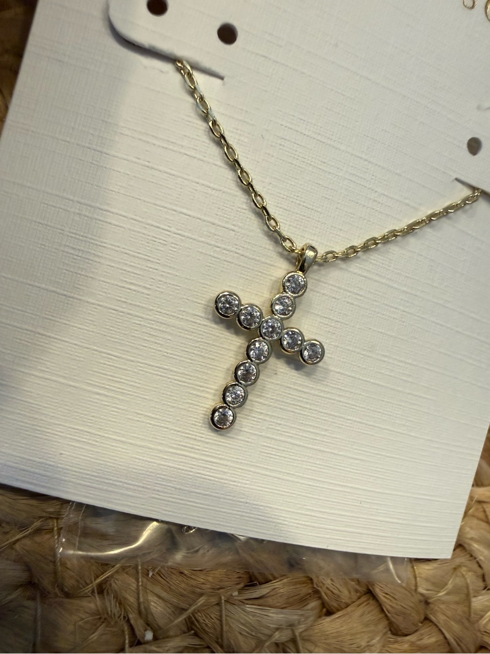 ✝️Kendra Scott KS Cross Gold Pendant Necklace in White Crystal - Picture 5 of 6